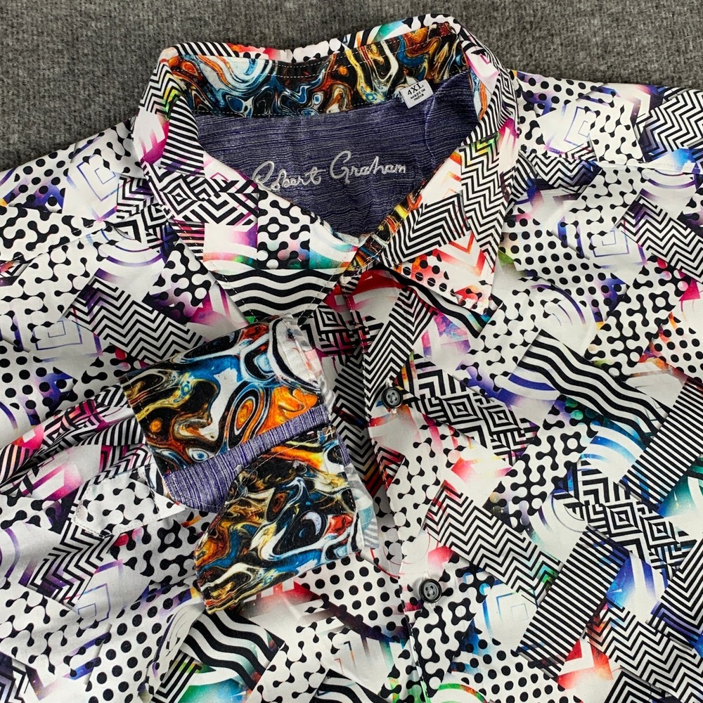 Robert Graham Shirt Men 4XL Abstract Flip Cuff Bold Party Club Zebra